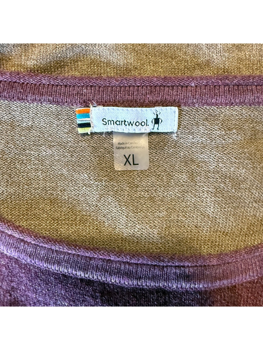 Smartwool Shadow Pine Merino Wool Colorblock Tunic Sweater XL Purple